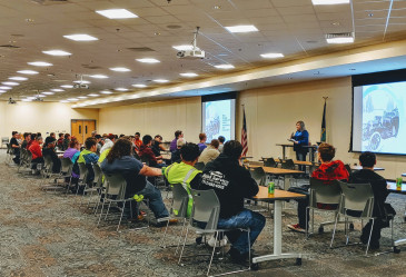 Danica Rome at KCKCC speaking about MFG Day